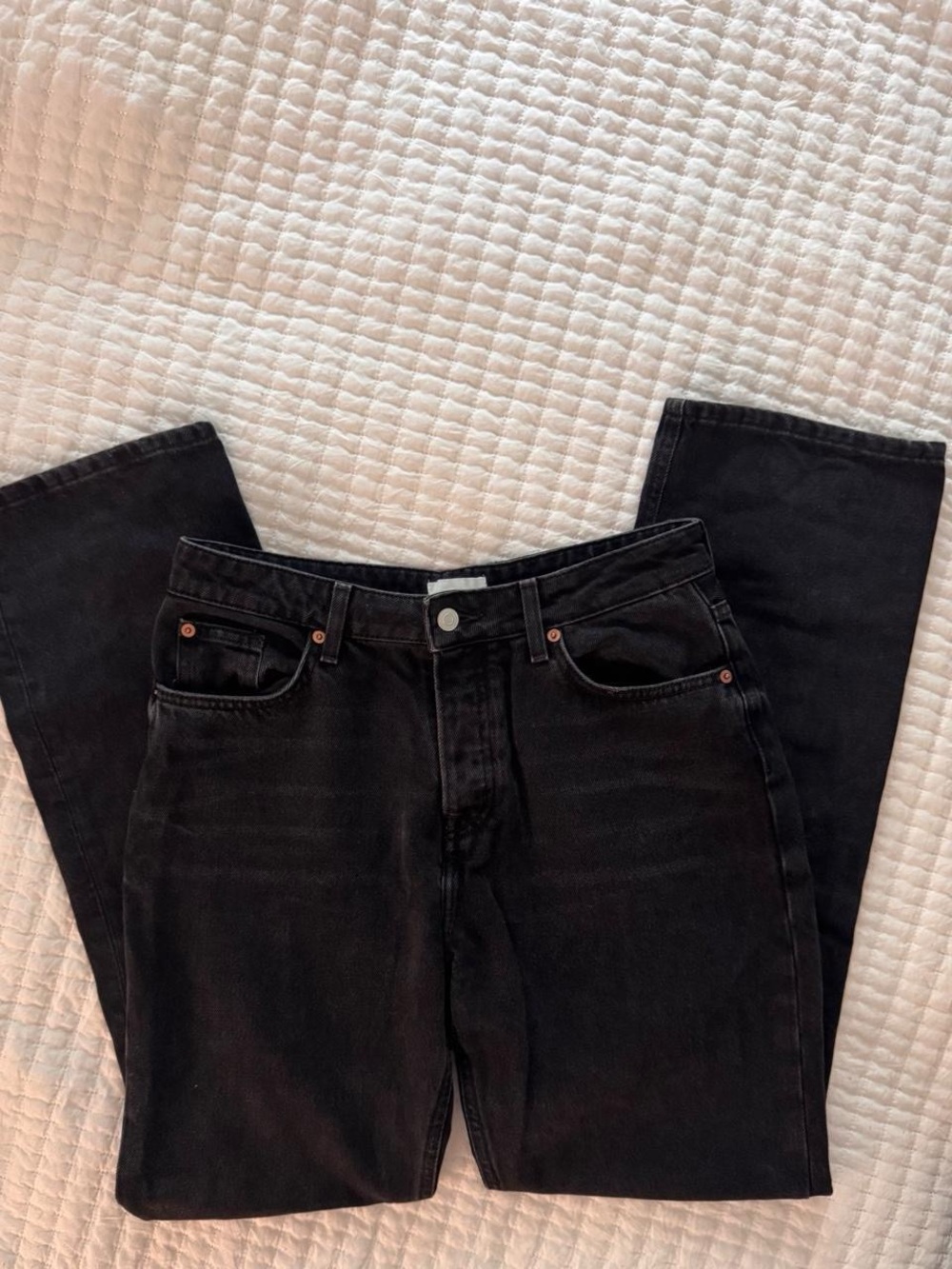 H&M faded black straight leg jeans - Size 8
